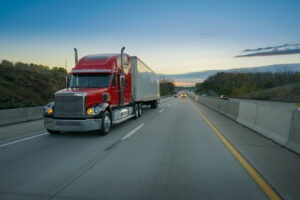 18-wheeler at sunset