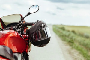 motorcycle helmet on bike