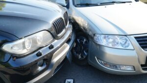 BMW smashed into another compact car